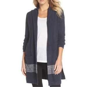 Barefoot Dreams CozyChic Navy/Grey Cardigan - Size XS/S